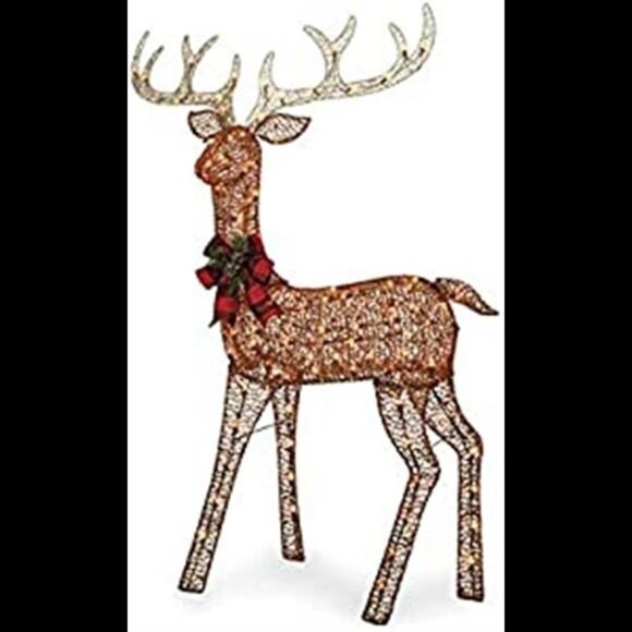 Winter Wonder Lane 5 ft. Glittering Brown Buck Holiday Seasonal Christmas Indoor